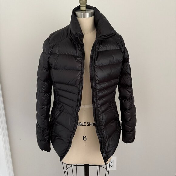 Andrew Marc Down Jacket Black Shiny Moto Zippers Puffer 650 Fill Size Small - Picture 2 of 13